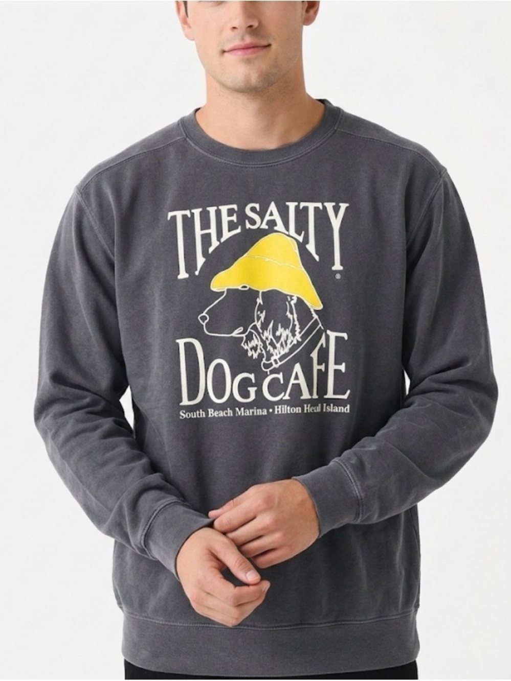 Vintage Salty Dog Cafe Crewneck Sweatshirt | Hilton Head Island | Gray Blue M